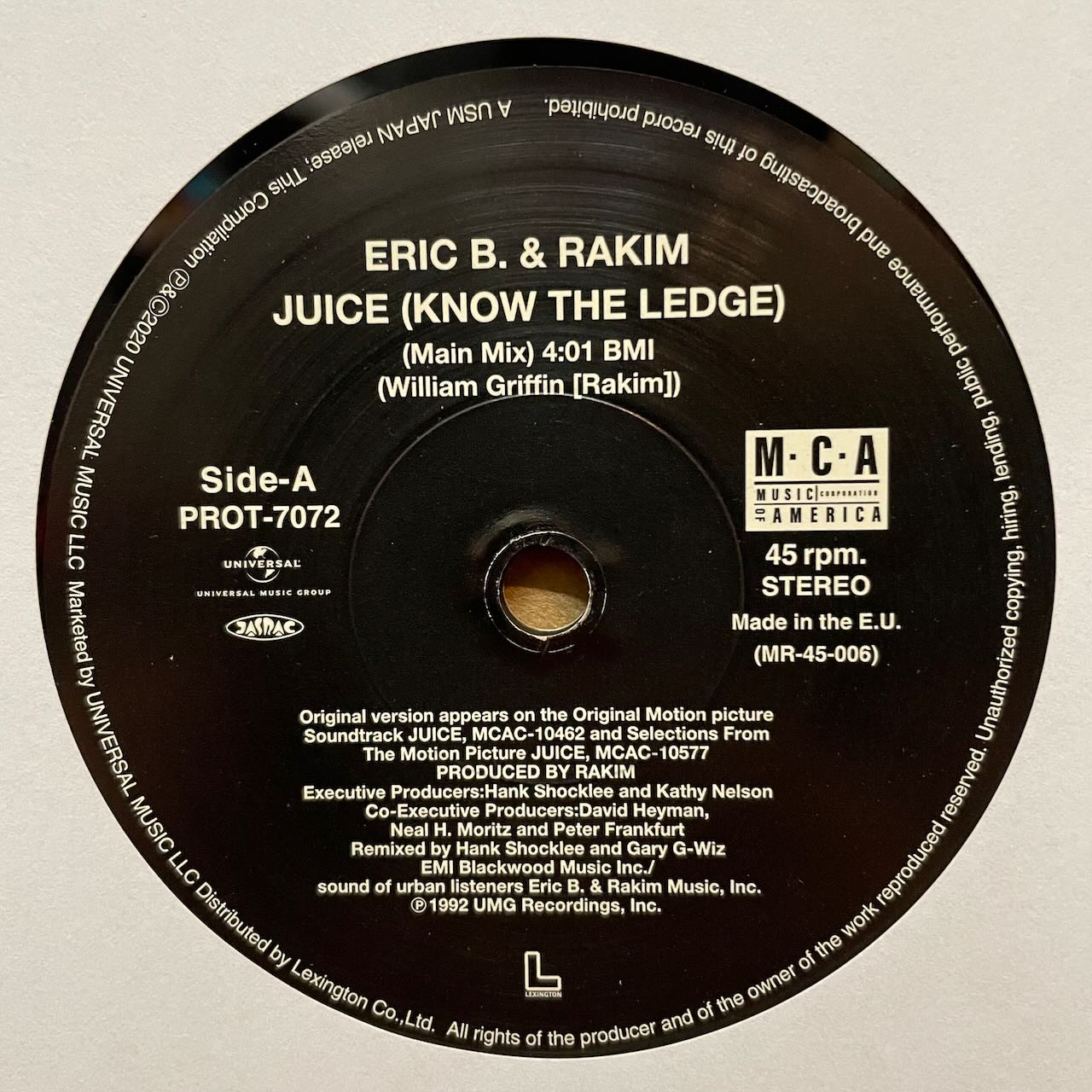 JUICE (KNOW THE LEDGE)/INSTRUMENTAL/ERIC B. & RAKIM/中古